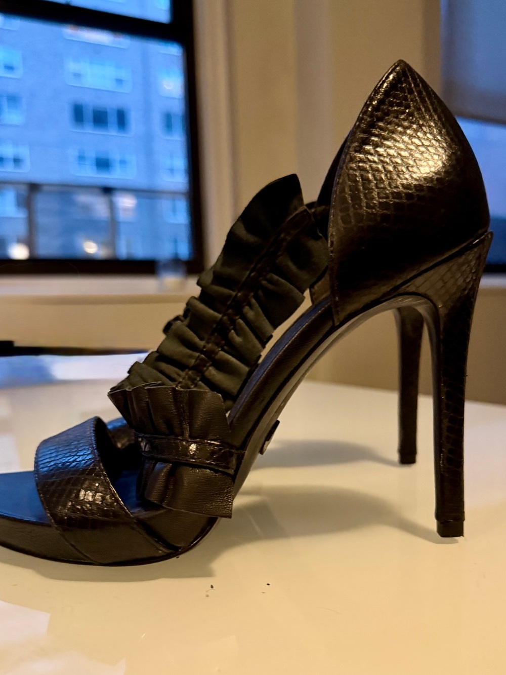 Michael Kors Black Ruffle High Heel Sandals - Picture 5 of 5